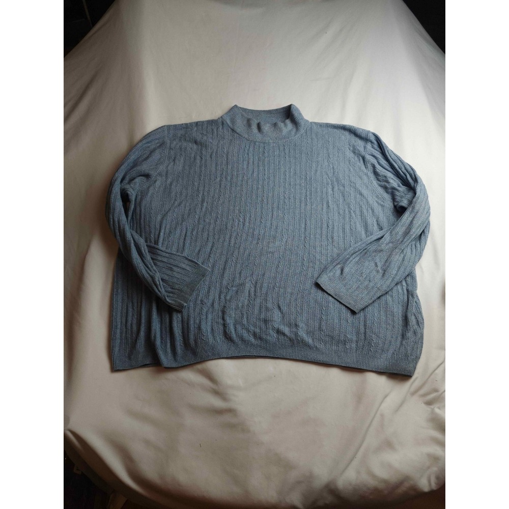 Casual Corner Annex Woman Light Blue Cable Knit Mock Neck Sweater 3X